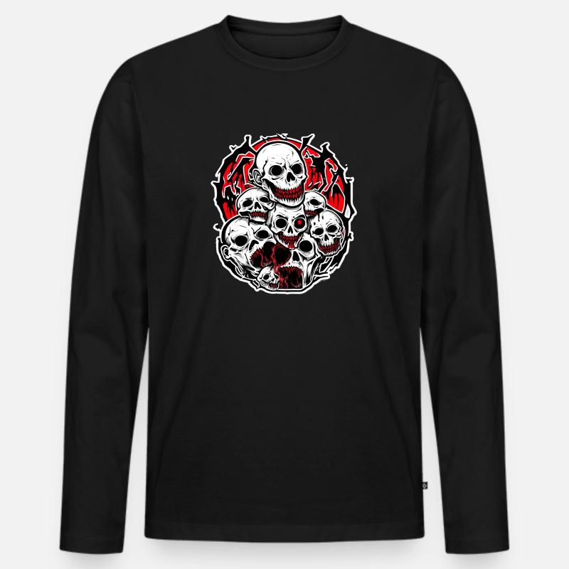 Friedhof des Grauens - Männer Premium Bio Langarmshirt - Schwarz