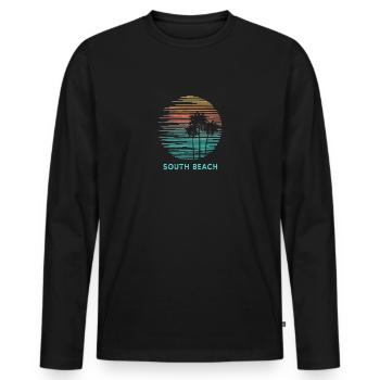 South Beach Miami Floride Cool Souvenir Vacances - T-shirt manches longues Premium bio Homme - noir - Devant - Nico (187cm)