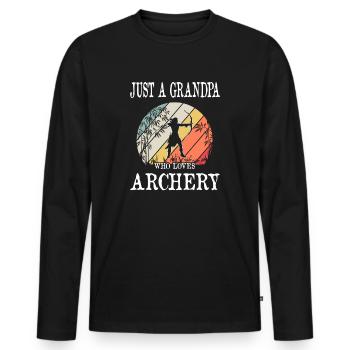 Just A Grandpa Who Loves Archery - Men's Premium Organic Long Sleeve Shirt - black - Front - Nico (187cm)