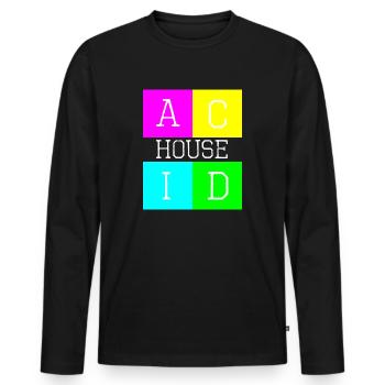 Acid house blanc - T-shirt manches longues Premium bio Homme - noir - Devant - Nico (187cm)