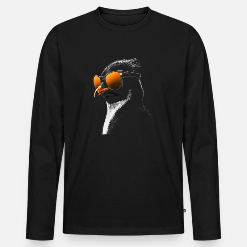 Pinguin Sonnenbrille - Männer Premium Bio Langarmshirt - Schwarz