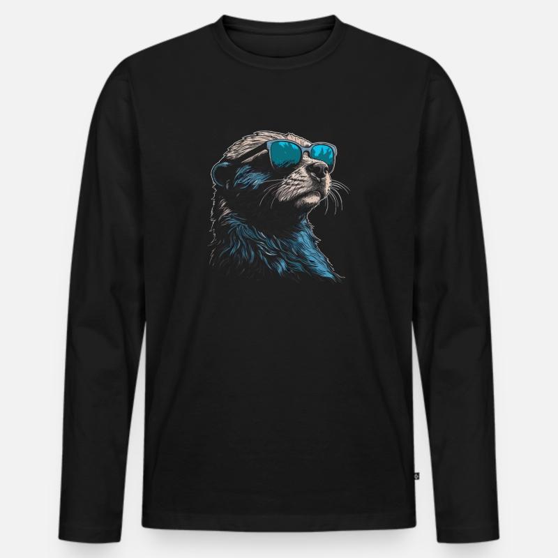 Otter Sonnenbrille - Männer Premium Bio Langarmshirt - Schwarz