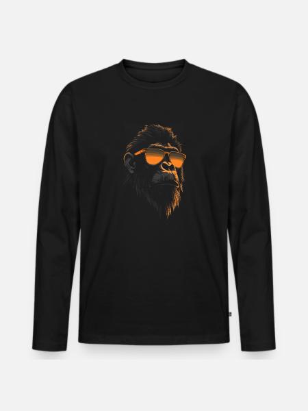 Monkey Sunglasses - Men's Premium Organic Long Sleeve Shirt - black