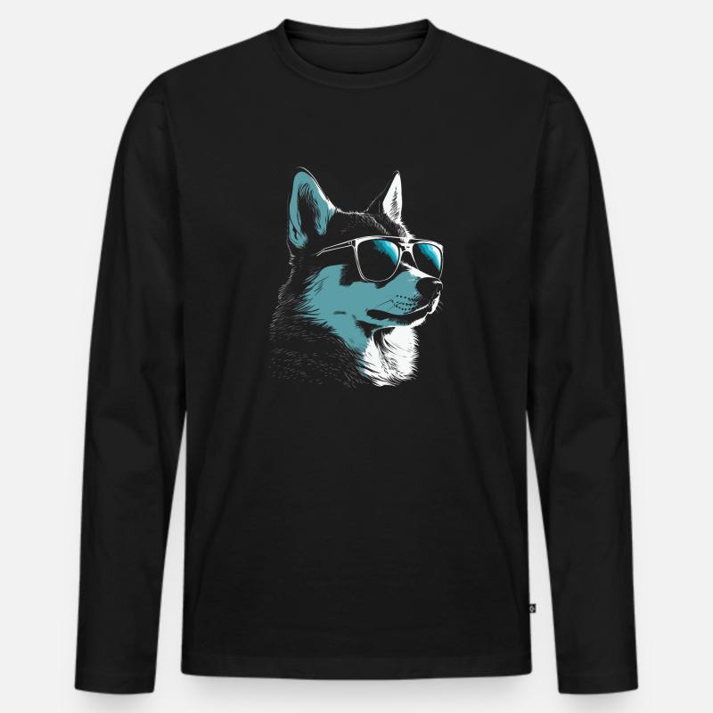 Ehemann Sonnenbrille - Männer Premium Bio Langarmshirt - Schwarz