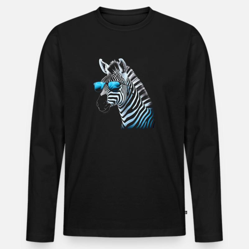 Kühle Zebra Sonnenbrille - Männer Premium Bio Langarmshirt - Schwarz