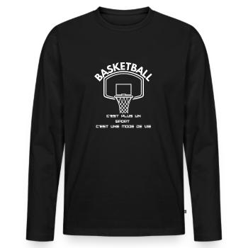 Le Basketball plus qu'un sport - T-shirt manches longues Premium bio Homme - noir - Devant - Nico (187cm)