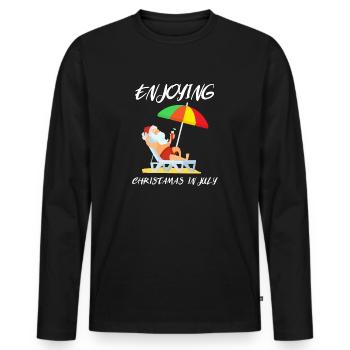 Noël en juillet, Noël en été - T-shirt manches longues Premium bio Homme - noir - Devant - Nico (187cm)