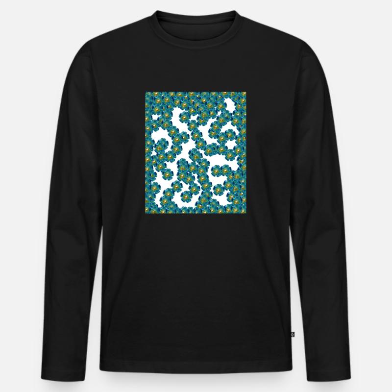 Blumen - Männer Premium Bio Langarmshirt - Schwarz