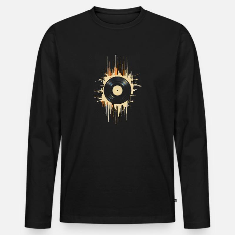 Vinyl Record Splash - Männer Premium Bio Langarmshirt - Schwarz