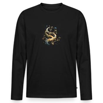 Flux de musique - T-shirt manches longues Premium bio Homme - noir - Devant - Nico (187cm)