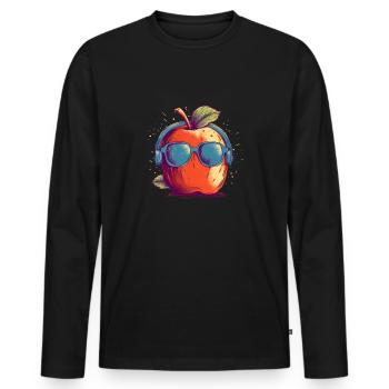 Apfelbaum Apfelpflücken Crew Blüte Obst Retro - Männer Premium Bio Langarmshirt - Schwarz - Vorne - Nico (187cm)