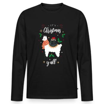 Its Christmas yall - Men's Premium Organic Long Sleeve Shirt - black - Front - Nico (187cm)