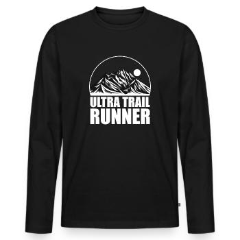 Trail Run Ultra Running Mountain Trekking Running - Men's Premium Organic Long Sleeve Shirt - black - Front - Nico (187cm)