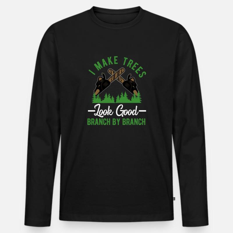 Baumpfleger Baumchirurg Holzarbeiter Lustiger Holzfäller - Männer Premium Bio Langarmshirt - Schwarz
