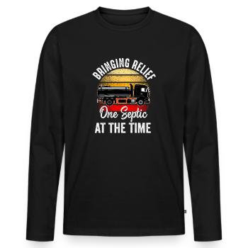 Installateur de système d’égout de pompe de pompe de fosse septique - T-shirt manches longues Premium bio Homme - noir - Devant - Nico (187cm)