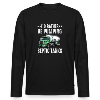 Installateur de système d’égout de pompe de pompe de fosse septique - T-shirt manches longues Premium bio Homme - noir - Devant - Nico (187cm)