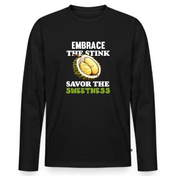 Durian Fruchtliebhaber Lustige Durio Zibethinus Männer - Männer Premium Bio Langarmshirt - Schwarz - Vorne - Nico (187cm)