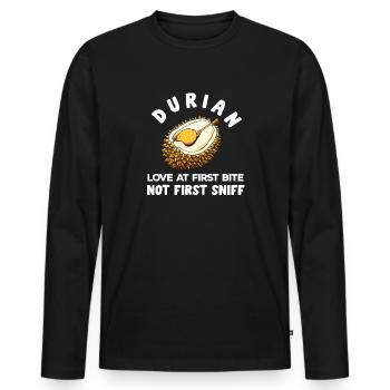 Durian Fruchtliebhaber Lustige Durio Zibethinus Männer - Männer Premium Bio Langarmshirt - Schwarz - Vorne - Nico (187cm)
