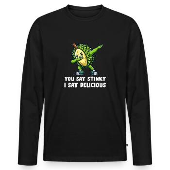 Durian Fruchtliebhaber Lustige Durio Zibethinus Männer - Männer Premium Bio Langarmshirt - Schwarz - Vorne - Nico (187cm)