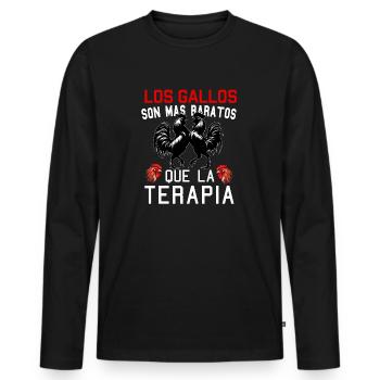 Gallero Pelea De Gallos Hombre Papá Padre Tío - Men's Premium Organic Long Sleeve Shirt - black - Front - Nico (187cm)