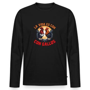 Gallero Pelea De Gallos Hombre Papá Padre Tío - Men's Premium Organic Long Sleeve Shirt - black - Front - Nico (187cm)