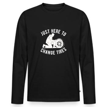 Tire Guy Mechanic Flat Tire Changer Repair Car - Men's Premium Organic Long Sleeve Shirt - black - Front - Nico (187cm)