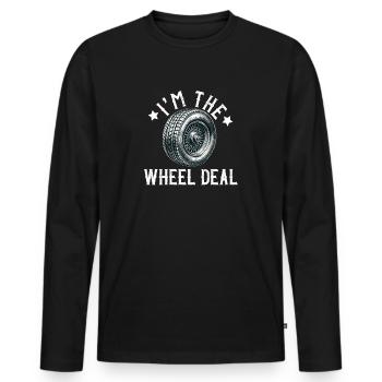 Tire Guy Mechanic Flat Tire Changer Repair Car - Men's Premium Organic Long Sleeve Shirt - black - Front - Nico (187cm)