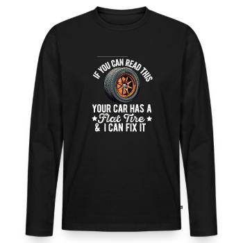 Tire Guy Mechanic Flat Tire Changer Repair Car - Men's Premium Organic Long Sleeve Shirt - black - Front - Nico (187cm)