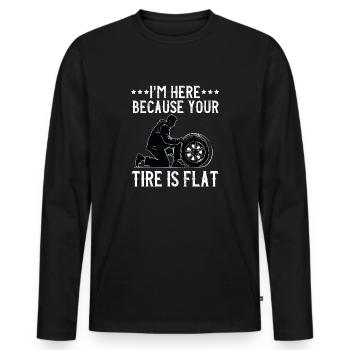Tire Guy Mechanic Flat Tire Changer Repair Car - Men's Premium Organic Long Sleeve Shirt - black - Front - Nico (187cm)