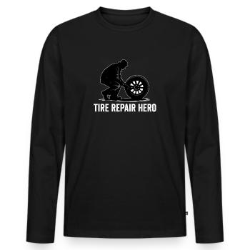 Tire Guy Mechanic Flat Tire Changer Repair Car - Men's Premium Organic Long Sleeve Shirt - black - Front - Nico (187cm)