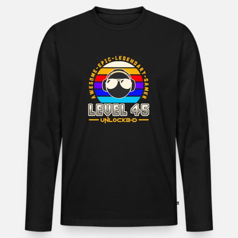 Stufe 45 - Männer Premium Bio Langarmshirt - Schwarz