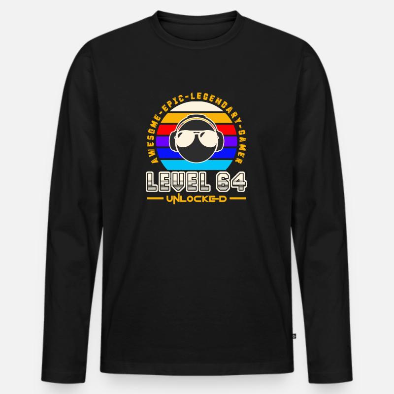 Stufe 64 - Männer Premium Bio Langarmshirt - Schwarz