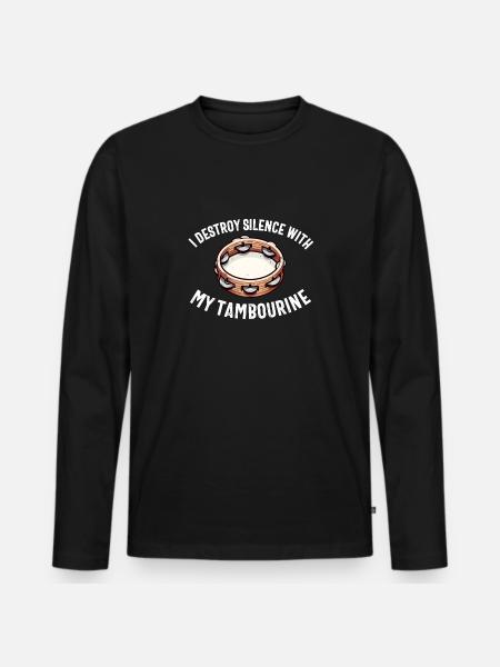 Tambourine For Men Women Funny Tambourine Player - Men's Premium Organic Long Sleeve Shirt - black