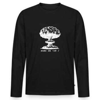 Linux Funny Linux Command Sudo RM RF for Men - Men's Premium Organic Long Sleeve Shirt - black - Front - Nico (187cm)