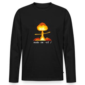 Linux Funny Linux Command Sudo RM RF for Men - Men's Premium Organic Long Sleeve Shirt - black - Front - Nico (187cm)