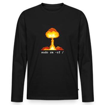 Linux Funny Linux Command Sudo RM RF for Men - Men's Premium Organic Long Sleeve Shirt - black - Front - Nico (187cm)