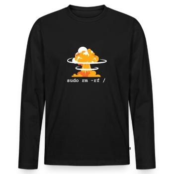 Linux Funny Linux Command Sudo RM RF for Men - Men's Premium Organic Long Sleeve Shirt - black - Front - Nico (187cm)