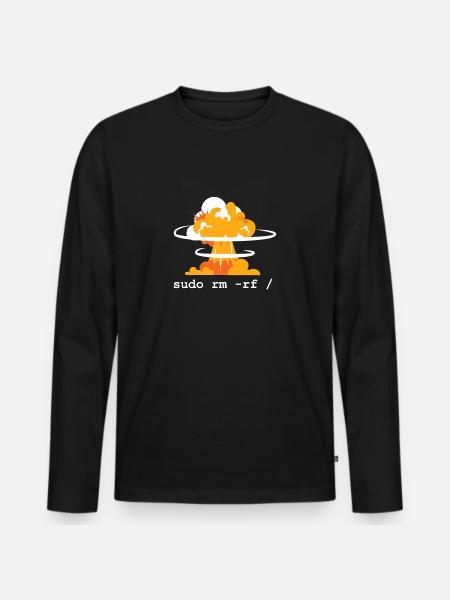 Linux Funny Linux Command Sudo RM RF für Männer - Männer Premium Bio Langarmshirt - Schwarz