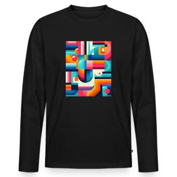 Fractal Symphony - Womens Boxy Tee Design.. Rêve - T-shirt manches longues Premium bio Homme - noir - Devant - Nico (187cm)