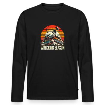 Wrecking Season - Demolition Derby Fan Shirt - Men's Premium Organic Long Sleeve Shirt - black - Front - Nico (187cm)