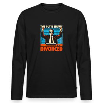 Endlich geschieden - Dieser Kerl ist frei! - Männer Premium Bio Langarmshirt - Schwarz - Vorne - Nico (187cm)