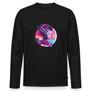 Geisha des années 80 Cyborg Lady - T-shirt manches longues Premium bio Homme - noir - Devant - Nico (187cm)