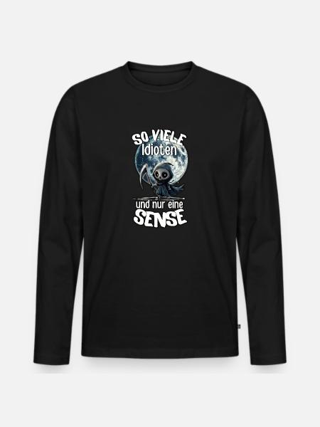 Sensenmann #lovely toons - Männer Premium Bio Langarmshirt - Schwarz
