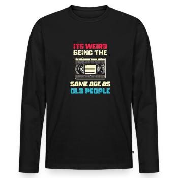 Vintage | Classic | Classic | Old - Men's Premium Organic Long Sleeve Shirt - black - Front - Nico (187cm)