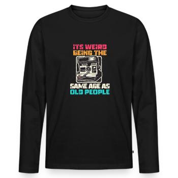 Vintage | Classic | Classic | Old - Men's Premium Organic Long Sleeve Shirt - black - Front - Nico (187cm)