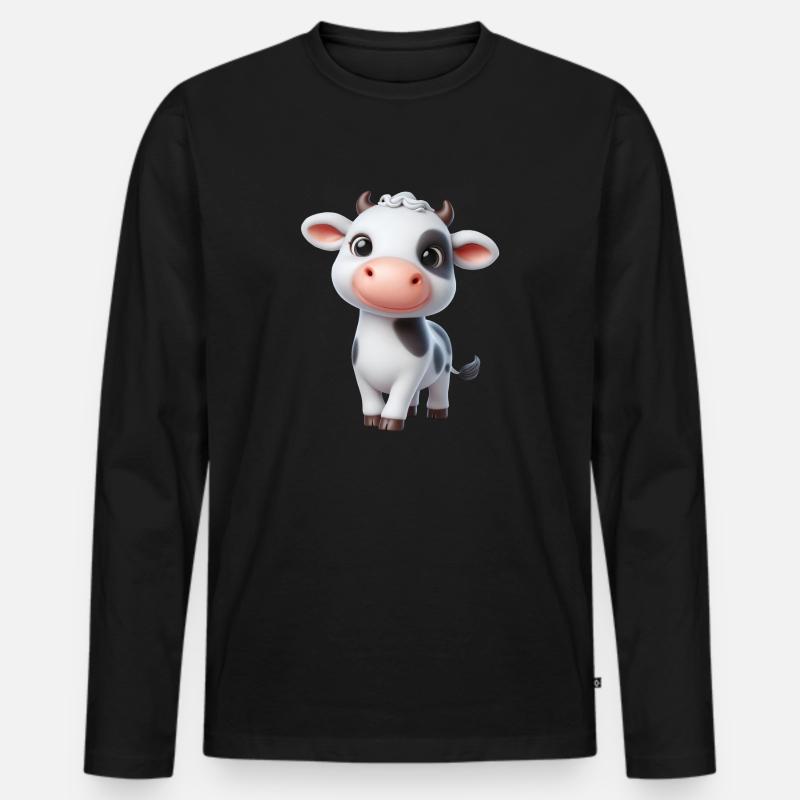 Kuh 1 - Männer Premium Bio Langarmshirt - Schwarz