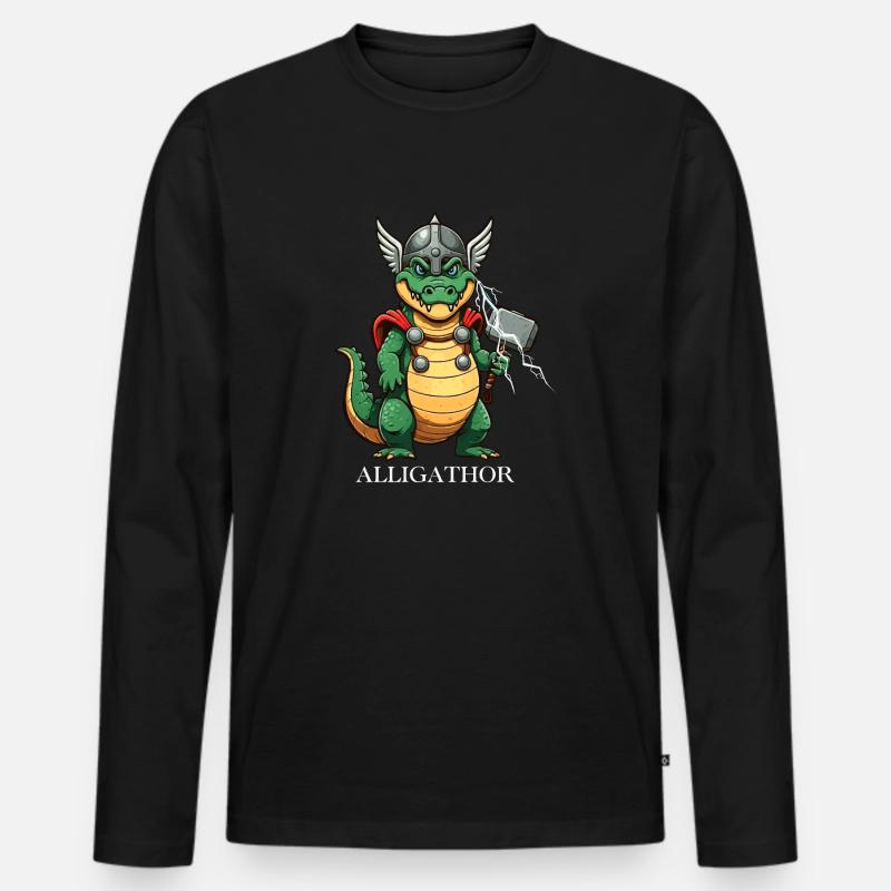 Alligathor - Männer Premium Bio Langarmshirt - Schwarz