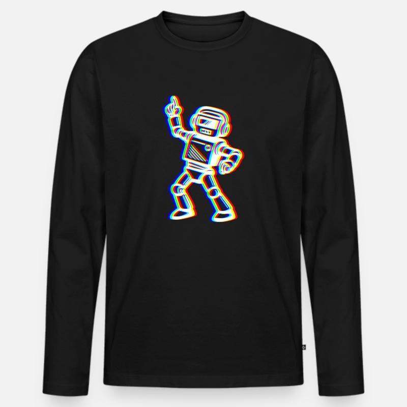 Glitch Bot – Dein Beat! - Männer Premium Bio Langarmshirt - Schwarz