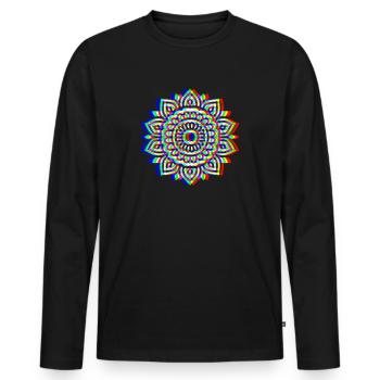 Glitch Mandala – Spirit Design - Männer Premium Bio Langarmshirt - Schwarz - Vorne - Nico (187cm)