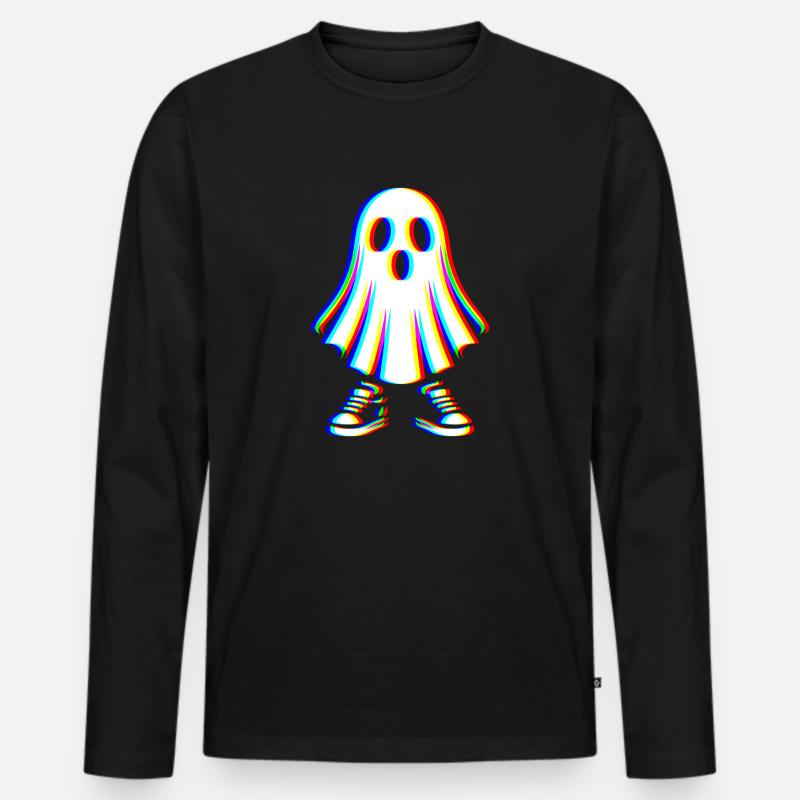 Glitch Geist – Spooky Style - Männer Premium Bio Langarmshirt - Schwarz